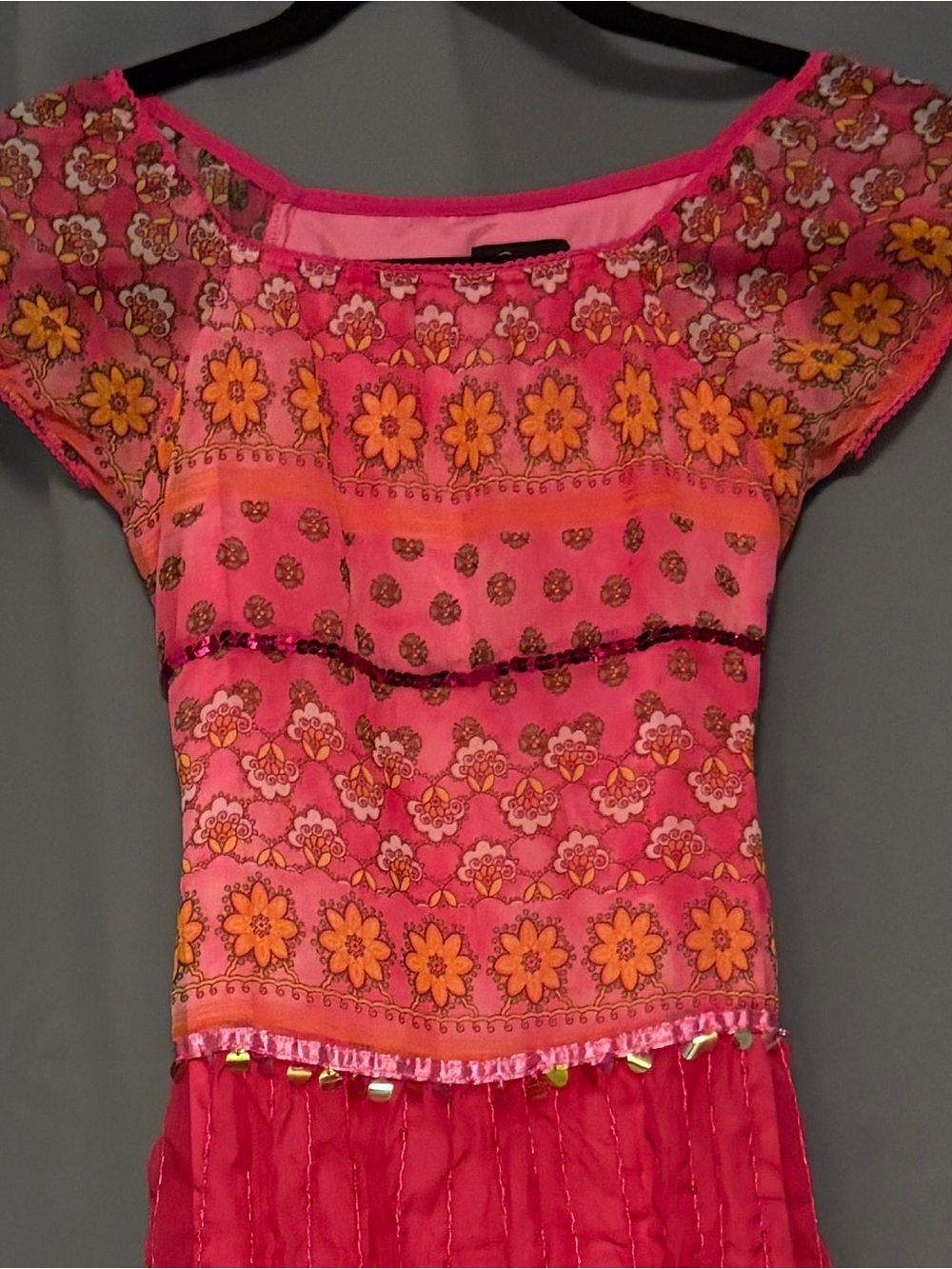 Girl's Speechless Pink and Yellow Floral Boho Dress